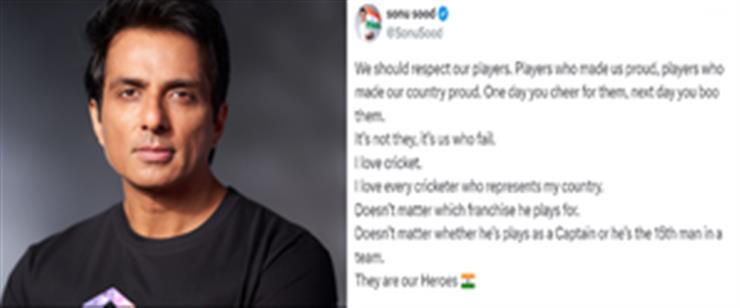 Sonu Sood comes down on cricket fans: ‘One day you cheer for them, next day you boo them’
