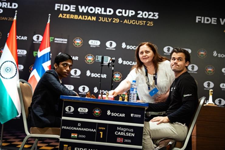 Chess World Cup: Carlsen draws first blood against Praggnandhaa in tie- breaker