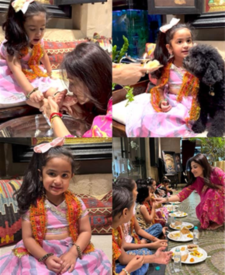 Shilpa celebrates Ashtami, Kanya Pujan 'with our own Devi Samisha'
