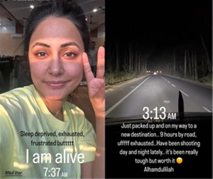 Hina Khan shares ‘no filter’ picture: 'Sleep deprived, exhausted, frustrated'