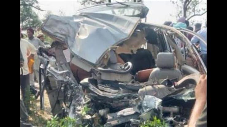 Six school children killed when a tipper loaded with mining material hits the school van on Patiala-Samana road