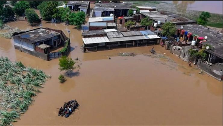 A view of flooded village of Punjab
