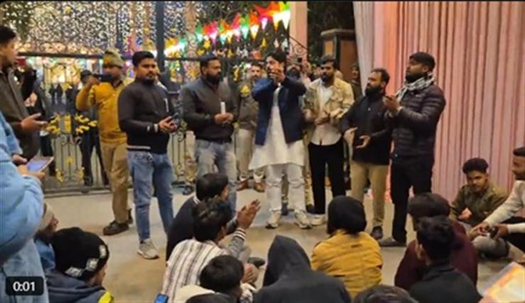 Bajrang Dal members holding protest in a Church to disrupt Christmas celebrations