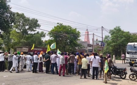 Farmers Stage Protest, Block Hoshiarpur Road Over Power Shortage During Paddy Sowing