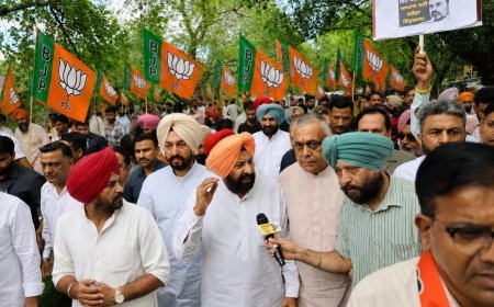 Congress Using NEET to Revive Failing Politics, Silent on Punjab Exam Scams; BJP Punjab's Massive Protest, Dhillon Among Hundreds Detained 