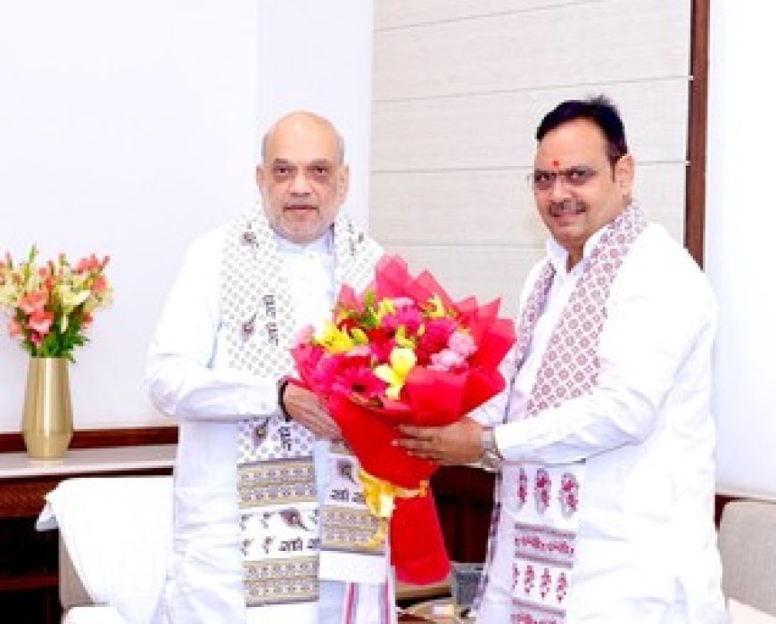 Raj CM Sharma discusses cooperative sector and border area development issues with HM Shah
