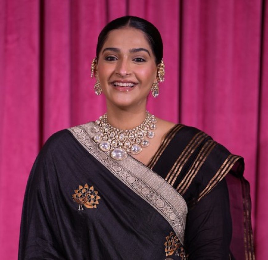 Sonam Kapoor exudes elegance in black saree, statement jewellery at Mumbai event